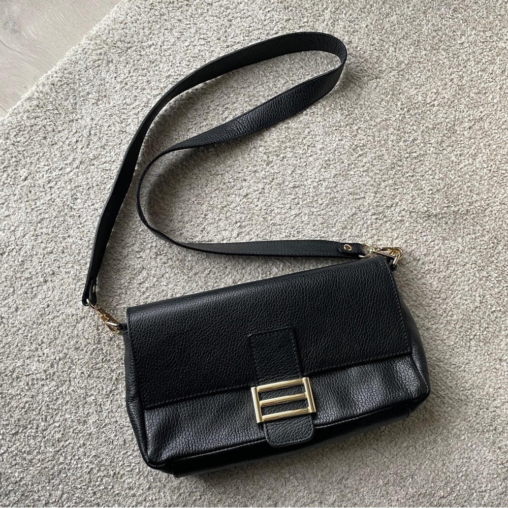Black Divina Firenze genuine leather crossbody bag